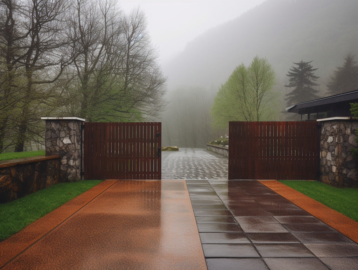 Brama wjazdowa z automatem COR-TEN® - Bauhaus, minimalizm.