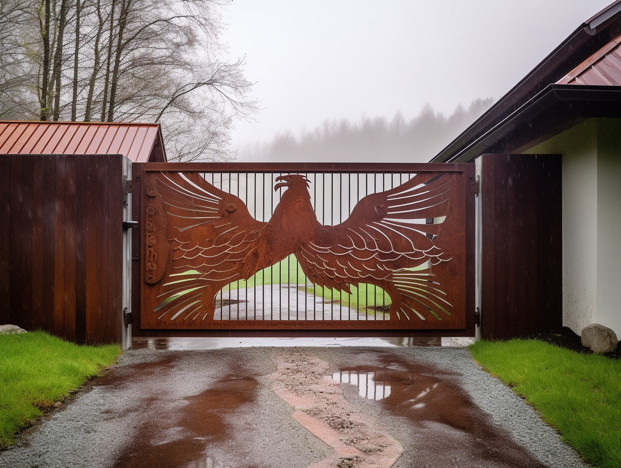 Brama wjazdowa ze stali COR-TEN® - Orzeł