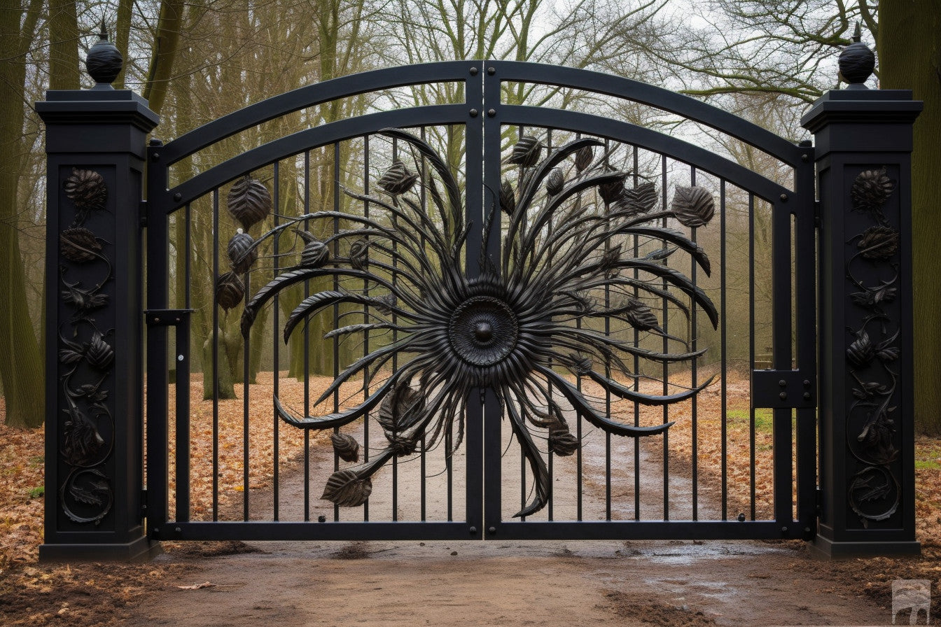 Ozdobna brama wjazdowa ze stali - "Stribog" kowalstwo artystyczne
