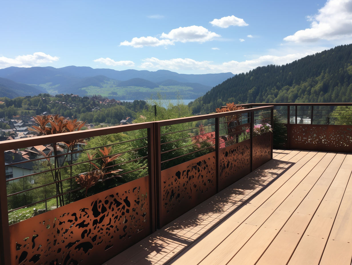 Balustrada na schody, balkon, taras. Stal kortenowska