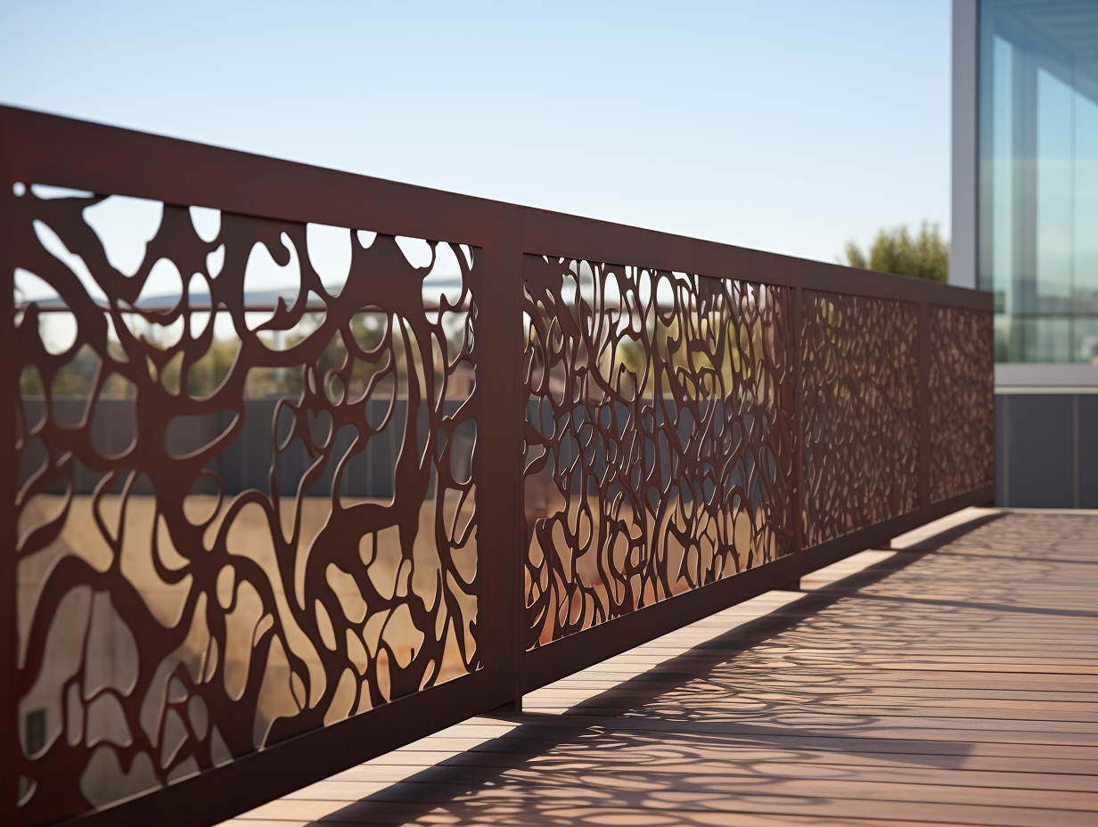 Balustrada tarasowo - balkonowa ze stali Cor-Ten