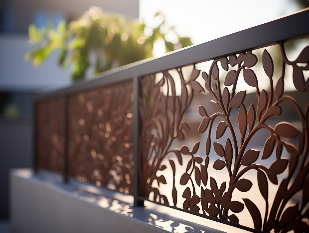 Balustrada na balkon, taras, schody. Stal Cor-Ten