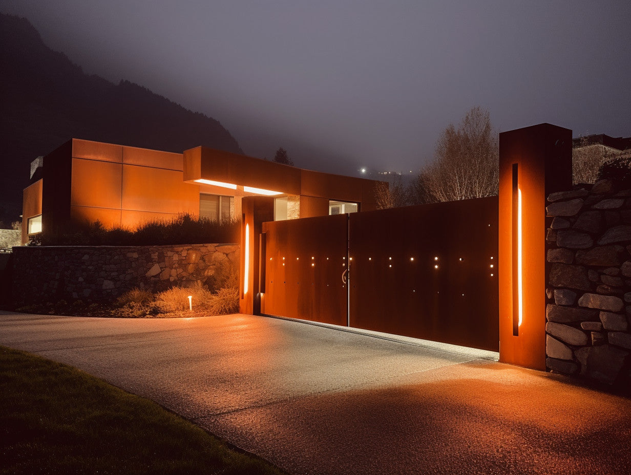 Brama wjazdowa ze stali COR-TEN® - bauhaus industrial