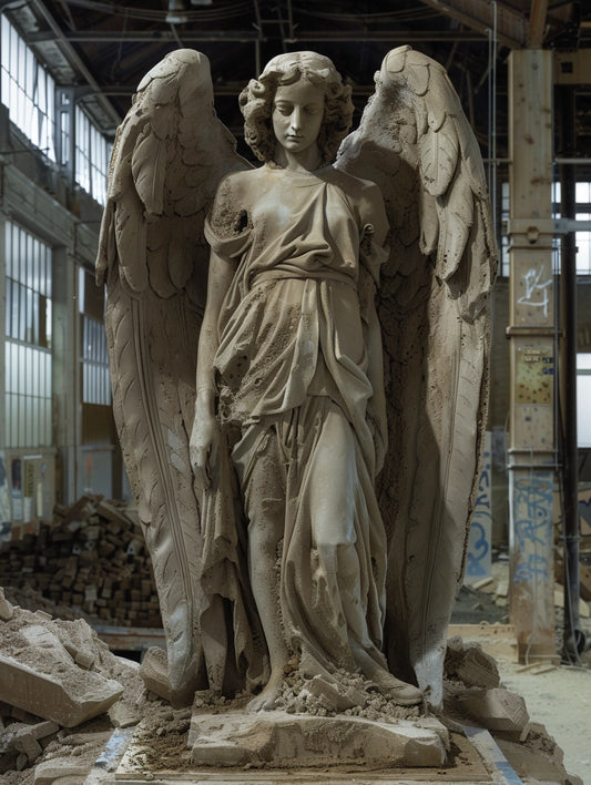Rzeźba anioła z betonu architektonicznego