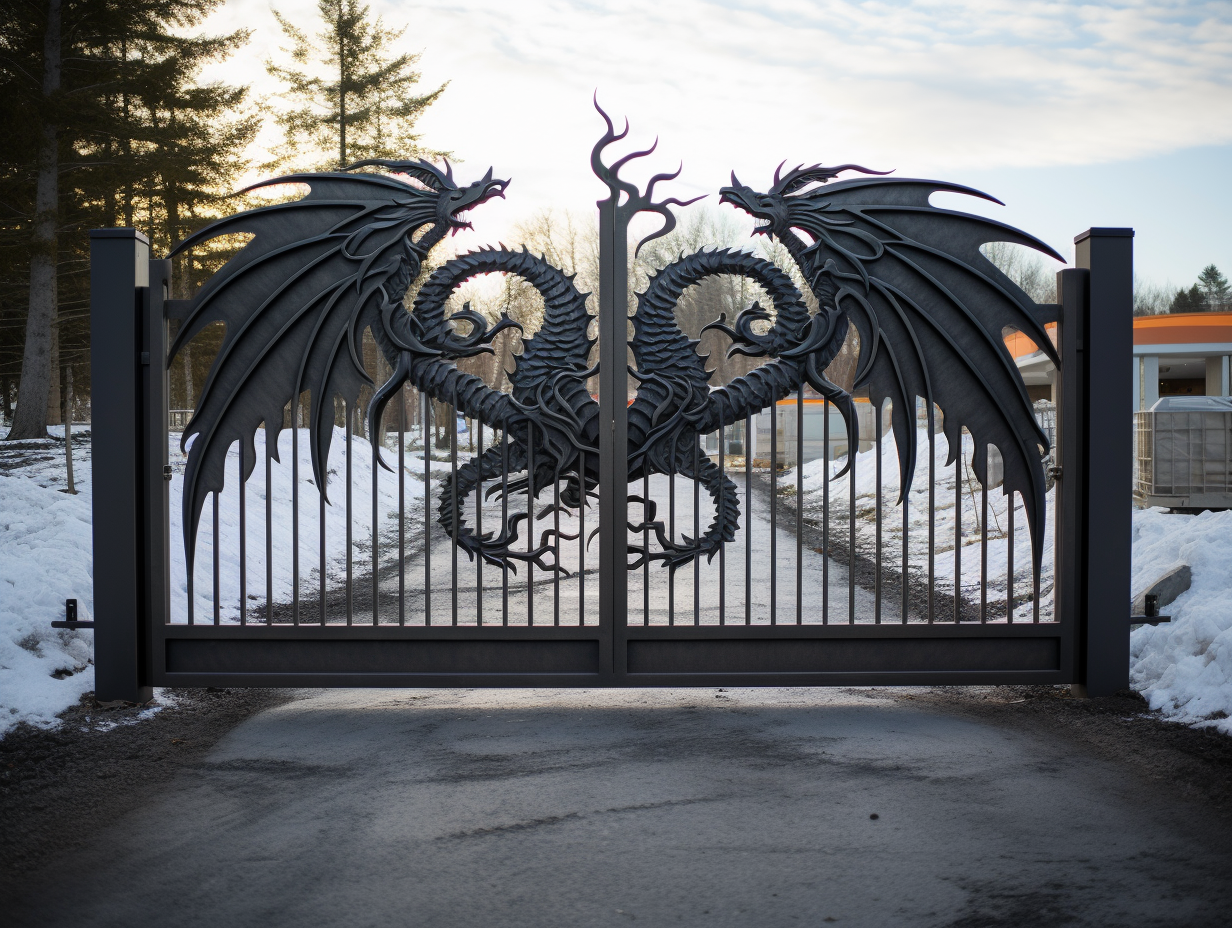 Ogrodowa brama wjazdowa, kuta - Smoki