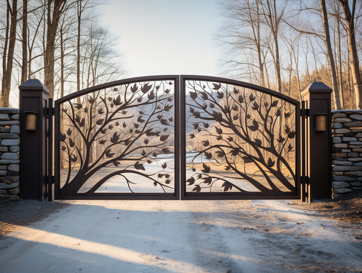 Brama wjazdowa ze stali Cor-Ten - Minimalistyczna natura