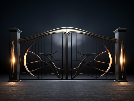 Brama wjazdowa z oświetleniem LED - Futurystyczne Art Deco