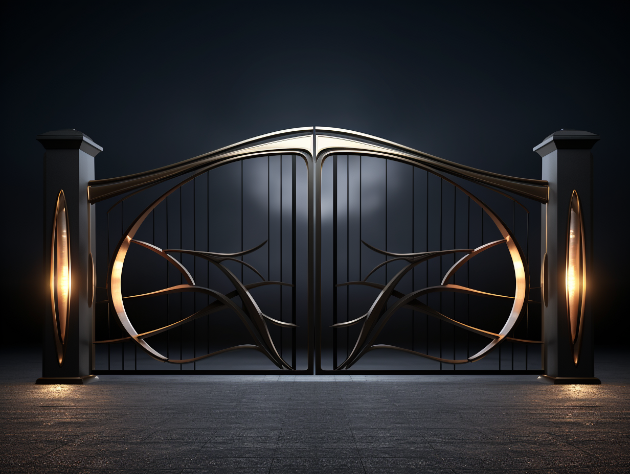 Brama wjazdowa z oświetleniem LED - Futurystyczne Art Deco