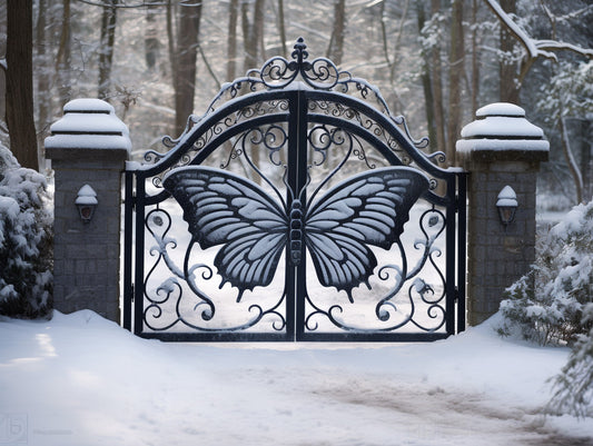 Brama kuta, dekoracyjna - "Motyl ze stali" - Kowalstwo artystyczne. Brama kuta metalowa