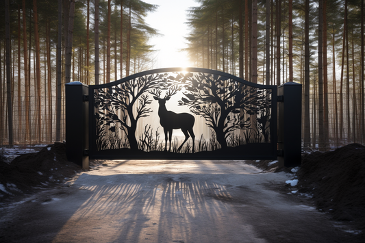 Dekoracyjna brama kuta z jeleniem - polska natura