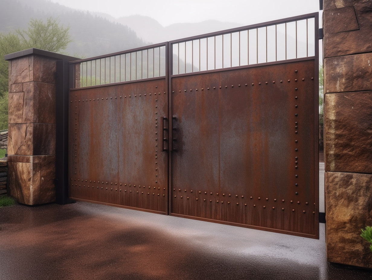 Brama wjazdowa ze stali COR-TEN® - industrialna