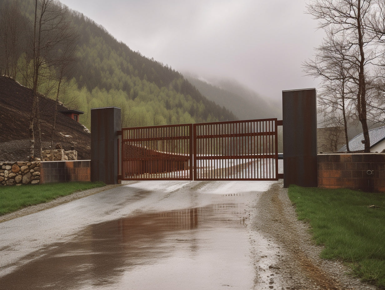 Brama wjazdowa ze stali COR-TEN® - minimal