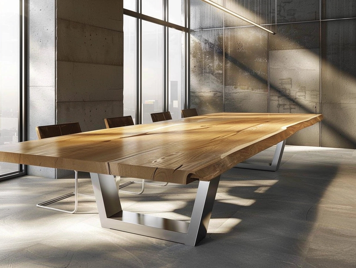 luxury conference table steel wood