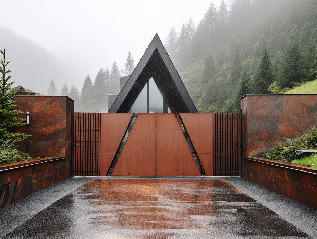 Brama wjazdowa ze stali COR-TEN® - bauhaus