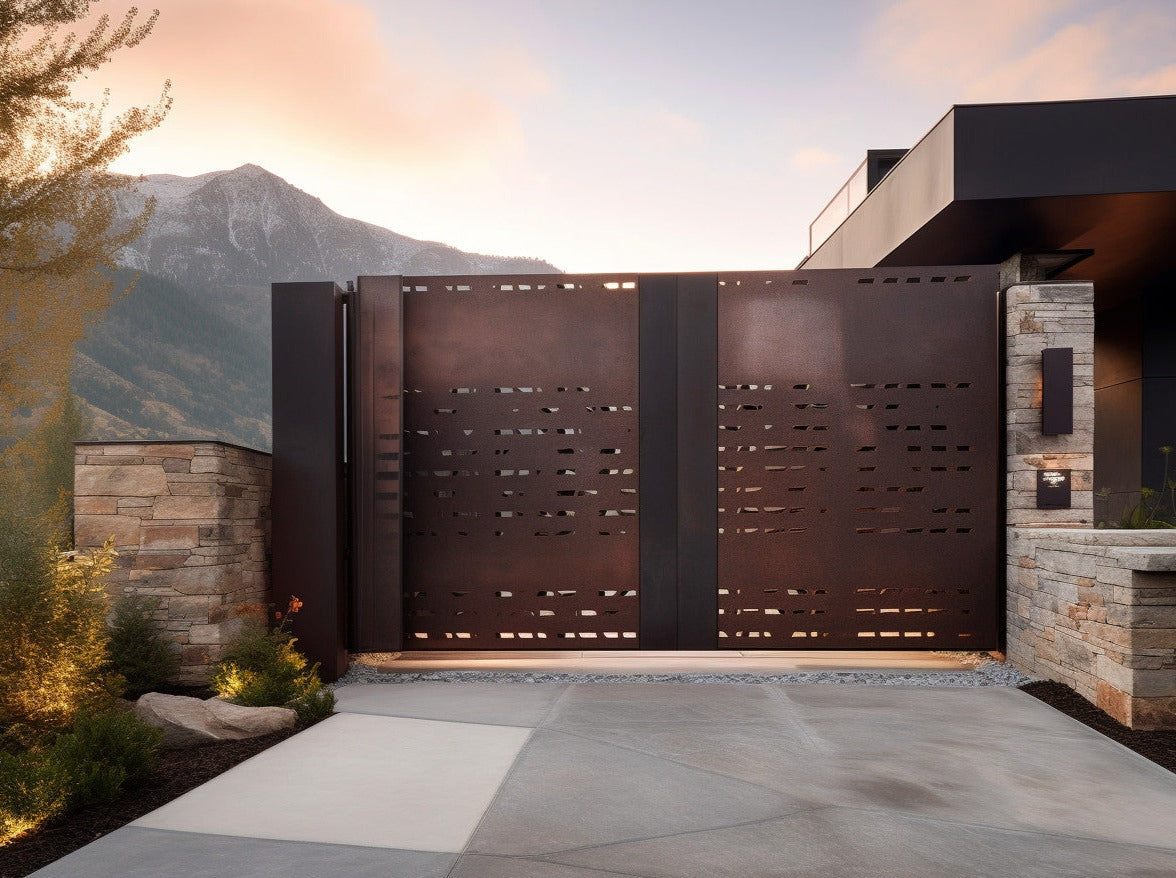 Brama wjazdowa ze stali COR-TEN® - 1-bit automatyczna