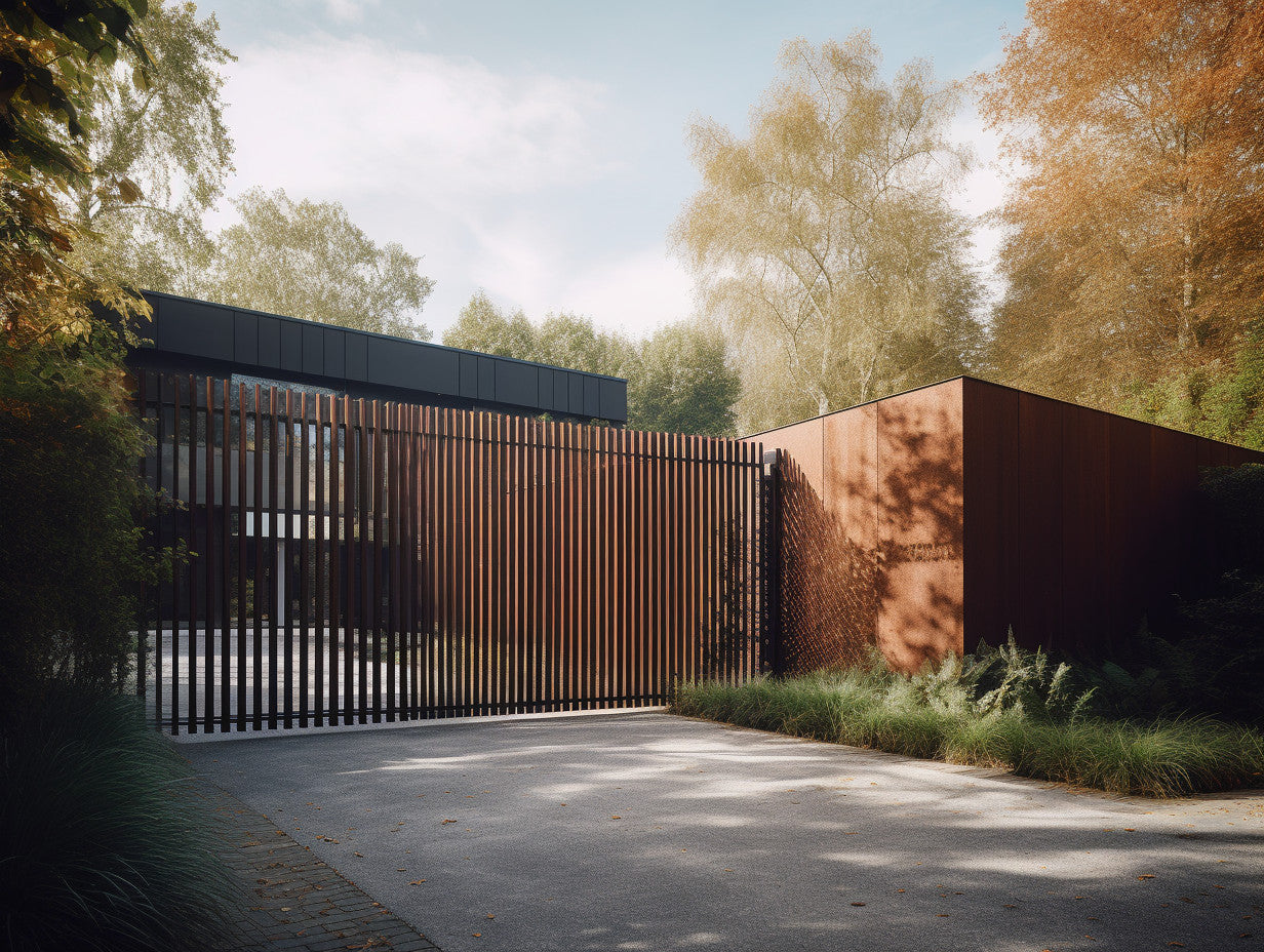 Brama wjazdowa ze stali COR-TEN® - Nowoczesna, oszczędna, bezpieczna