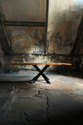 designer steel custom made table metal wood