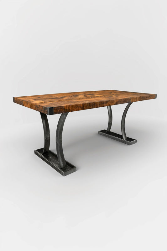 designer steel wood table luxury