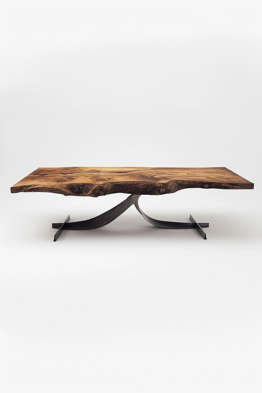 designer steel table wood metal luxury