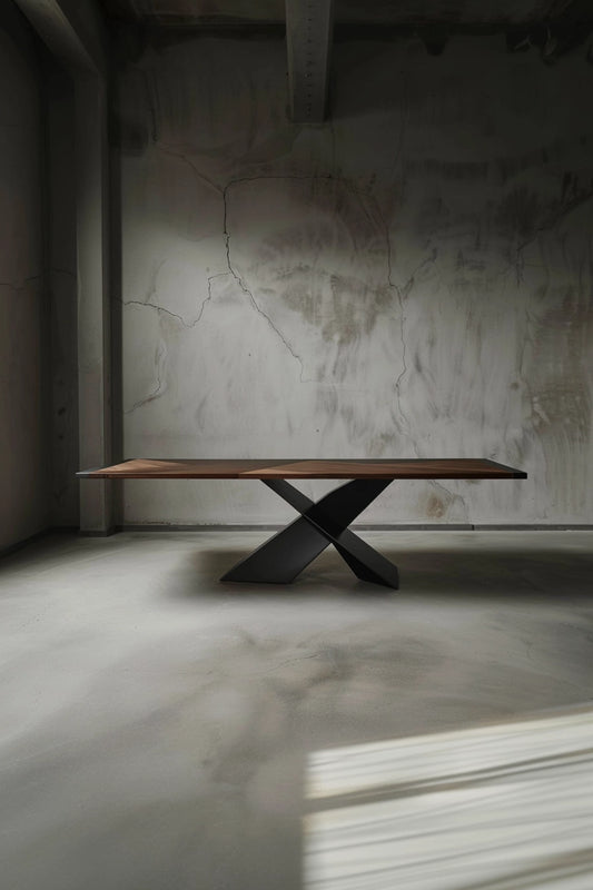 designer custom made table steel wood