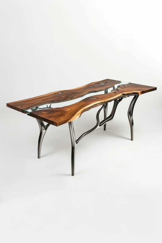 Designer table tree form wood tabletop