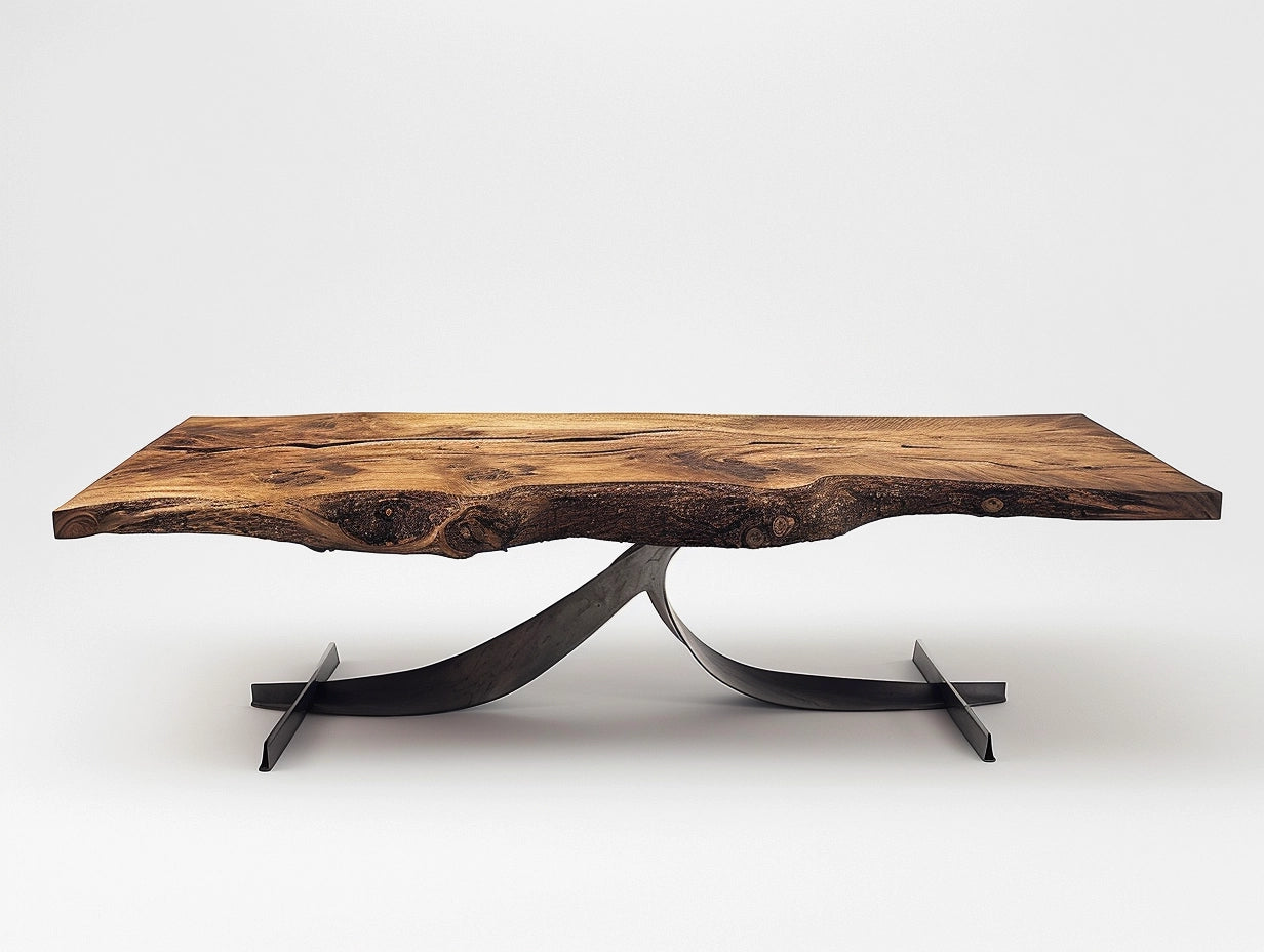 Designer table with wood tabletop