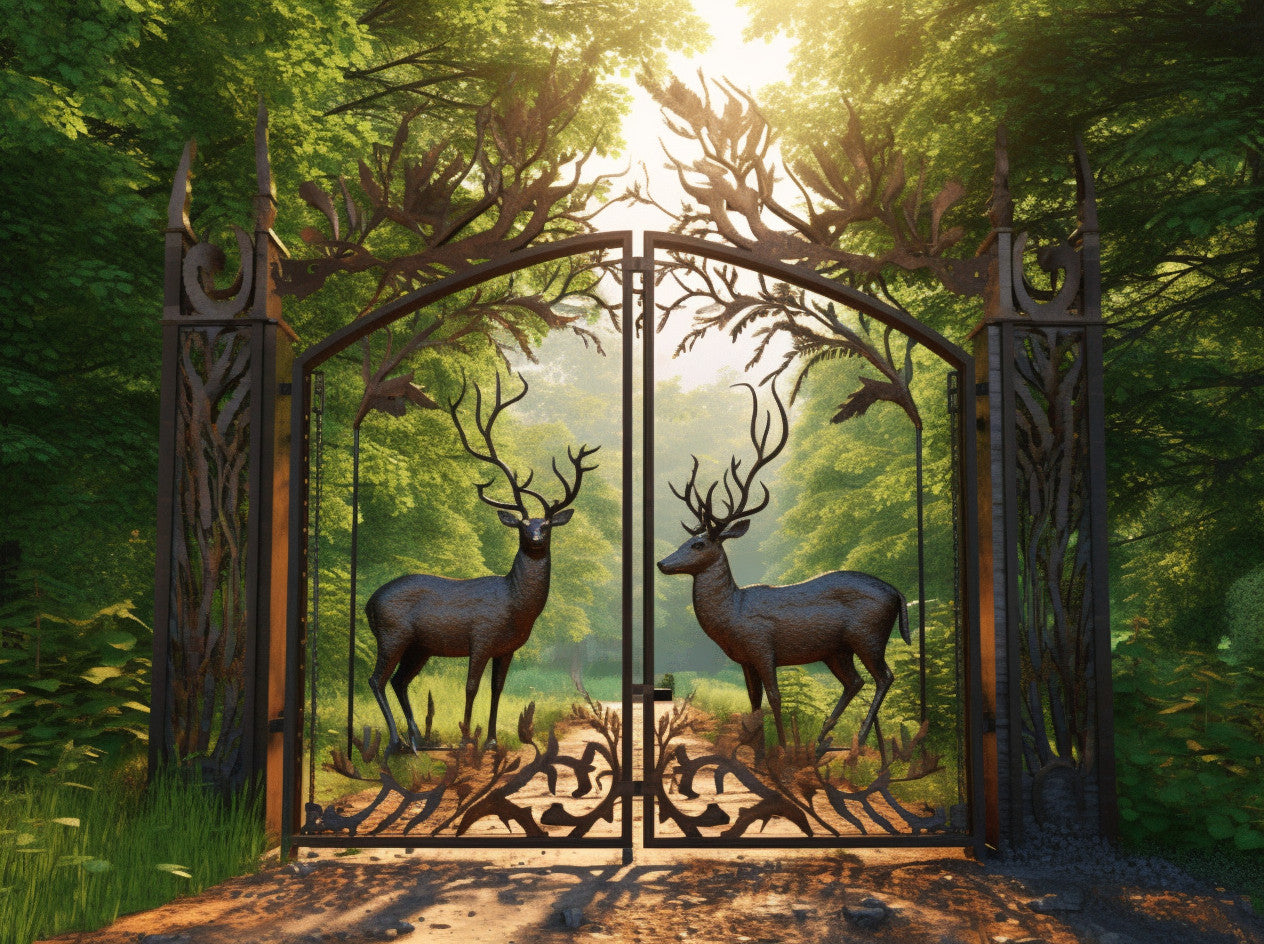 Brama wjazdowa, dekoracyjna - "Jelenie" metalowa