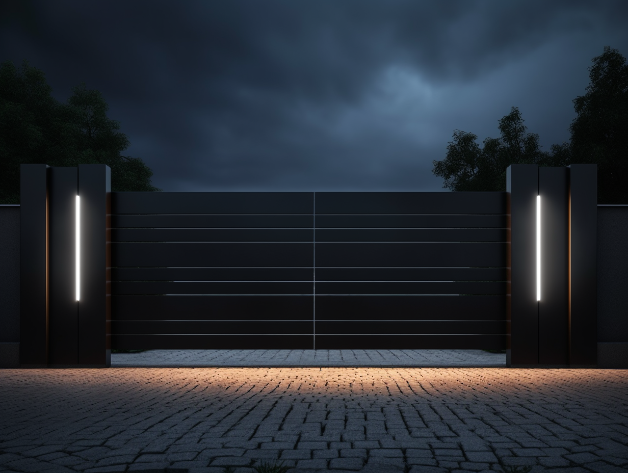 Nowoczesna brama wjazdowa - futurystyczny minimalizm LED