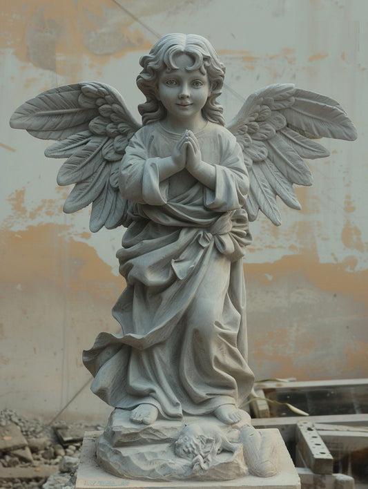 Szczęśliwy aniołek - rzeźba z betonu architektonicznego lub z gipsu