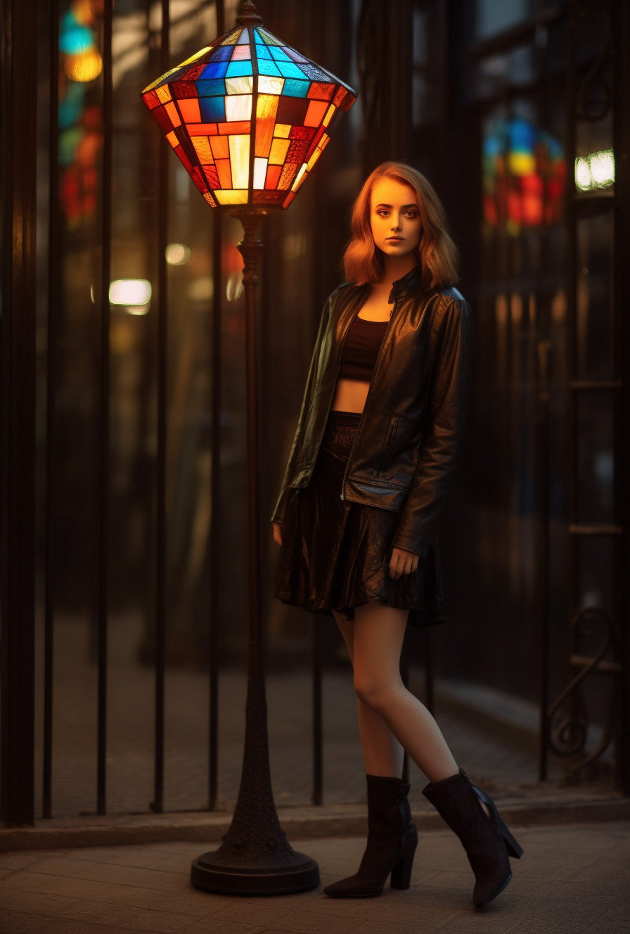 "Dadzbog" - Latarnia z witrażem na wymiar. Kowalstwo artystyczne.  Lampa uliczna ogrodowa