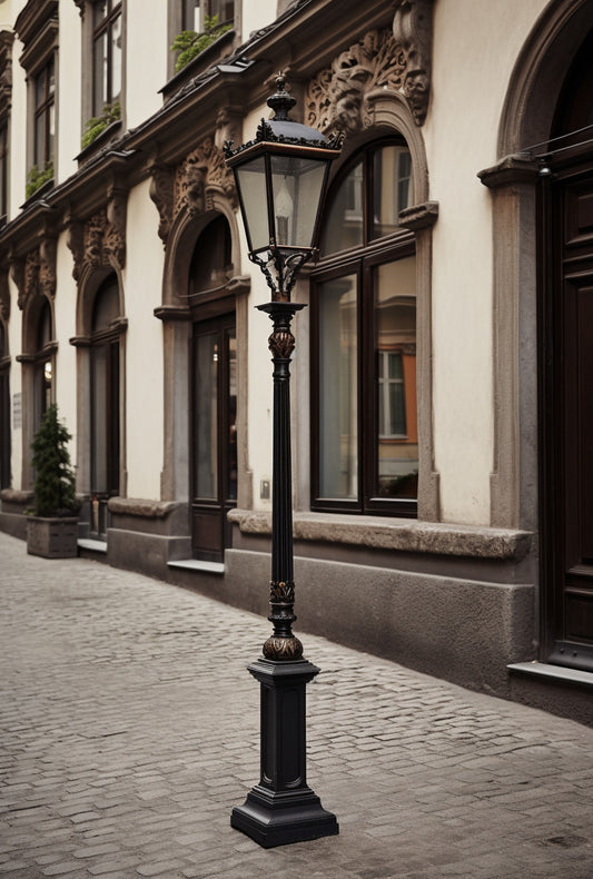"Bądzsław" - Ozdobna latarnia uliczna, kuta ze stali