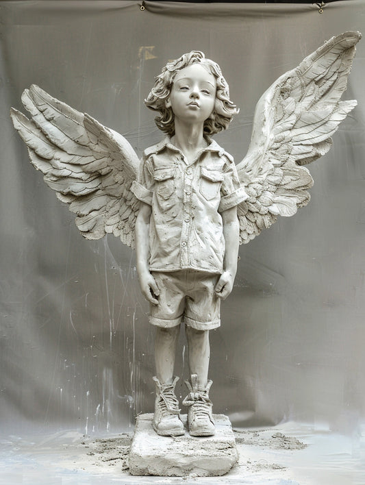 Ręcznie rzeźbiona anielska figura z betonu architektonicznego lub gipsu anioł
