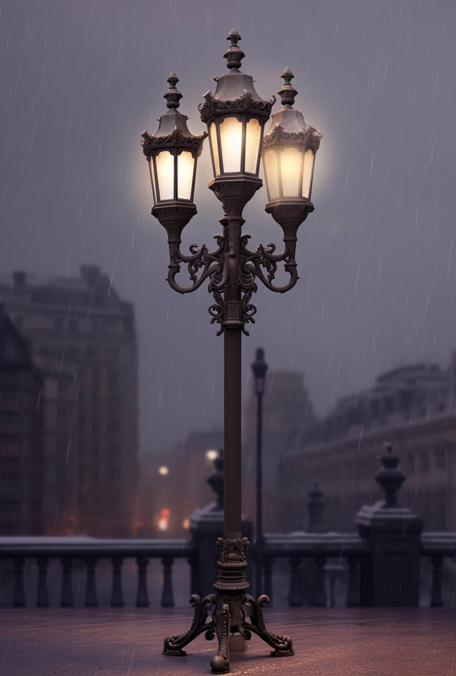 "Bogowid" - potrójna latarnia uliczna, kowalstwo artystyczne pod wymiar.