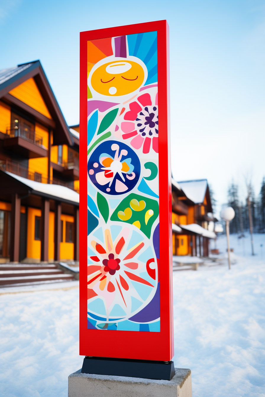 Totem reklamowy w regionalnym stylu, z podświetleniem LED