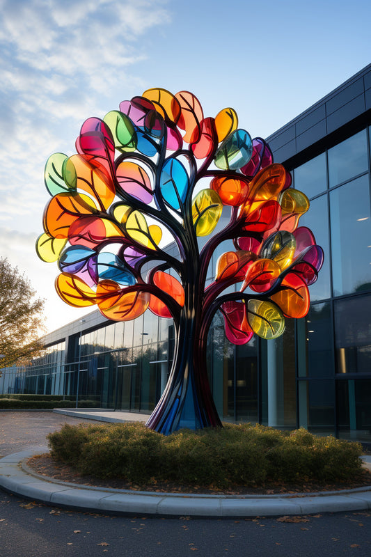 Totem reklamowy w formie kolorowego drzewa życia z LED