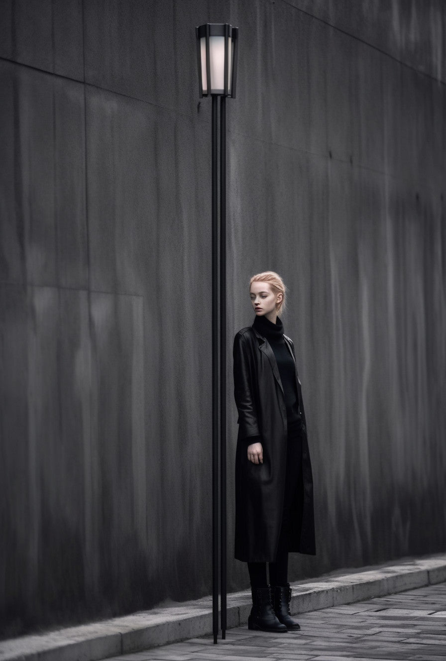 "Dobiegniew" - Oszczędna latarnia kuta ze stali. Skandynawski design. Lampa uliczna ogrodowa