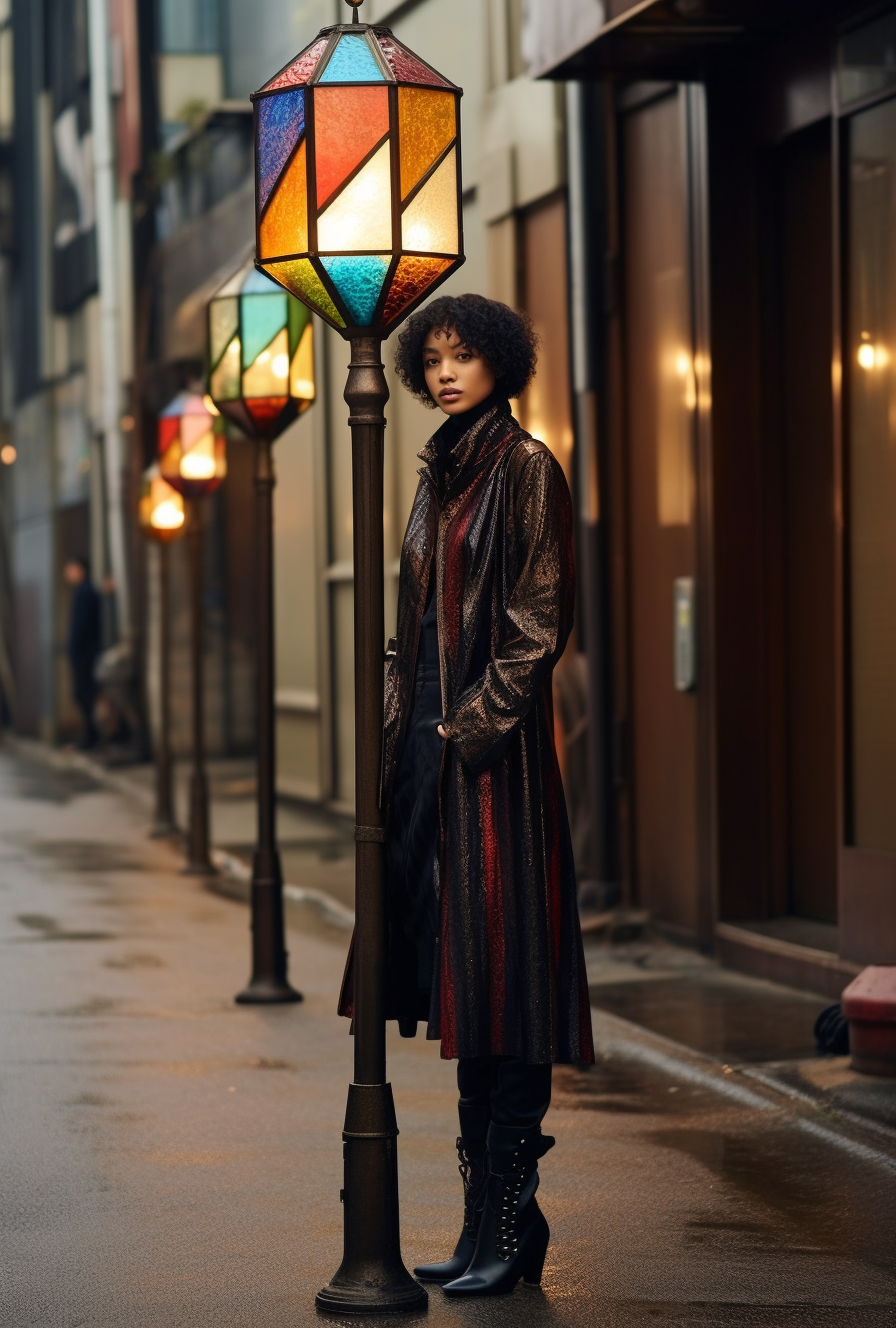 "Cieszęta" - Latarnia z witrażem LED. Kowalstwo artystyczne. Bauhaus styl lampa kuta