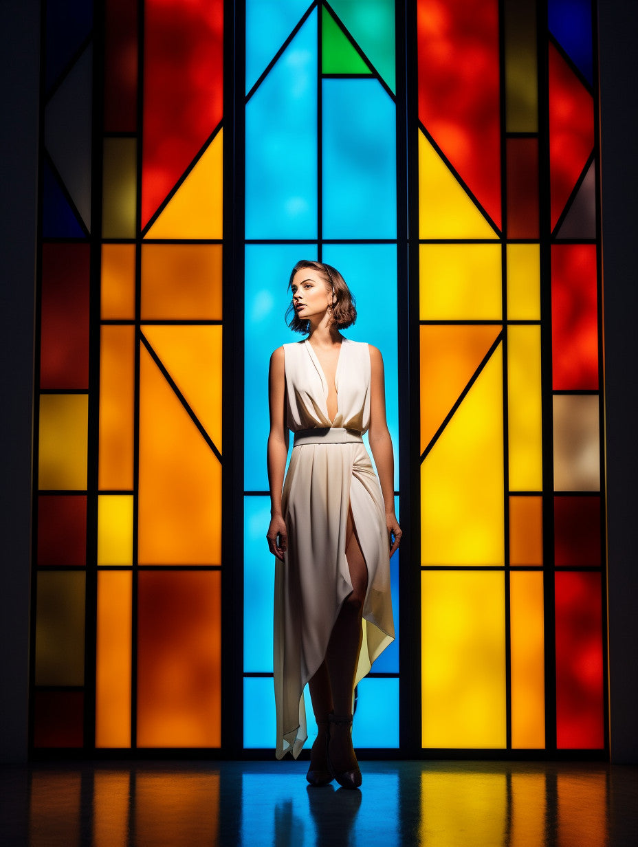 Witraż - "Błyskotliwość Bauhausu: Gracja" sztuka witrażu