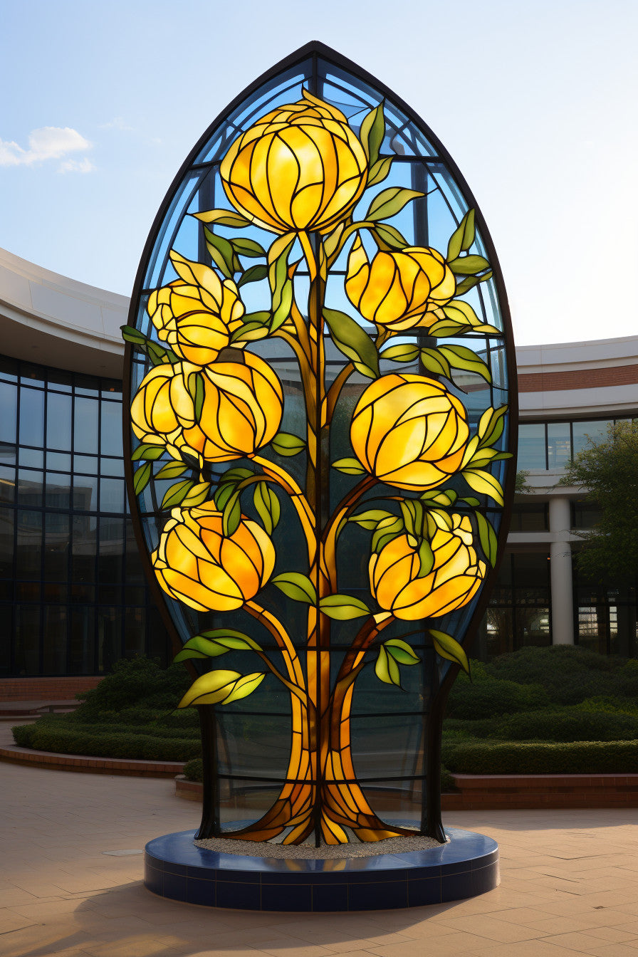 Street advertising totem in the form of a leafy tree with LED