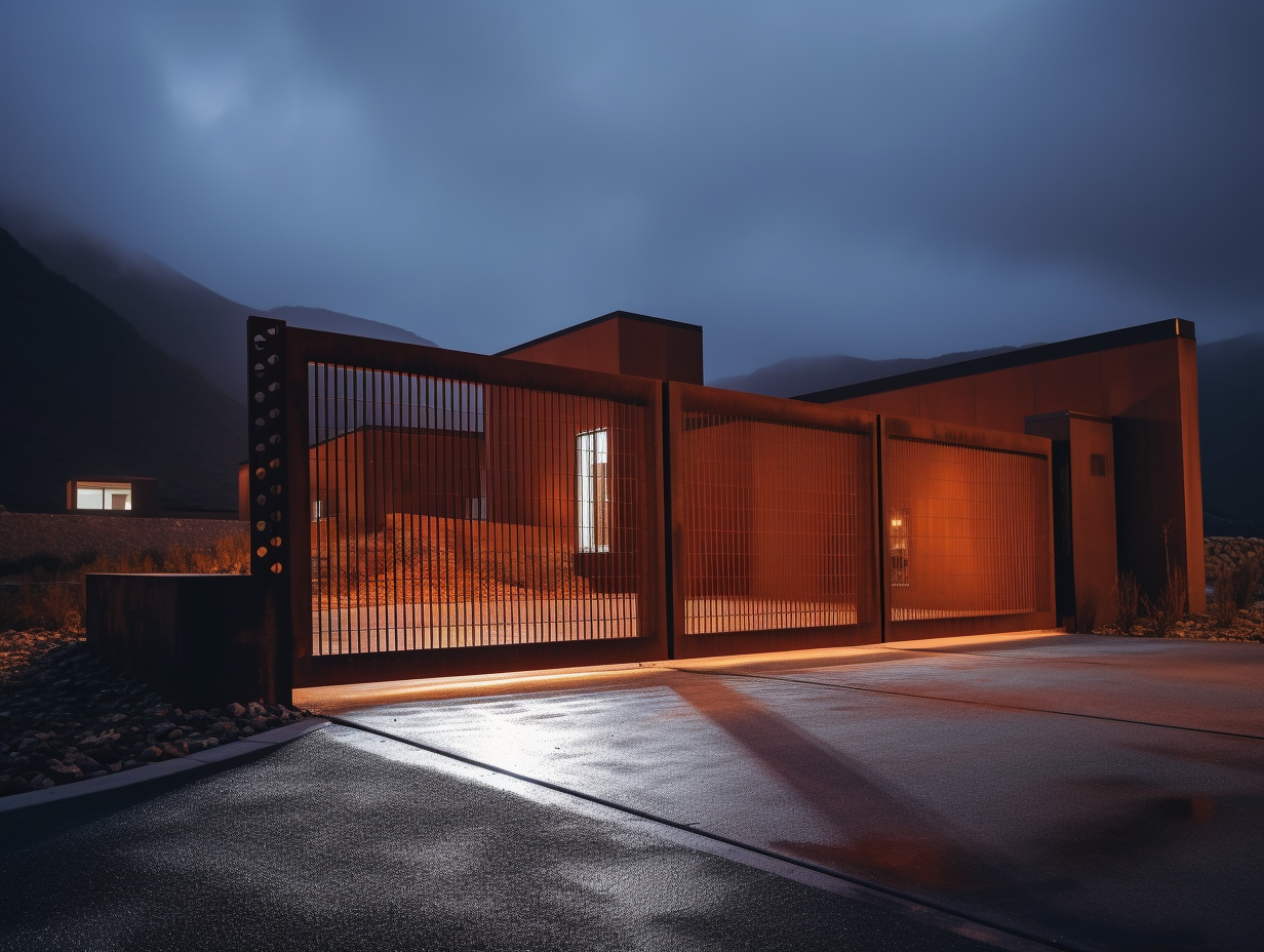 Brama wjazdowa ze stali COR-TEN® - bauhaus, minimalizm