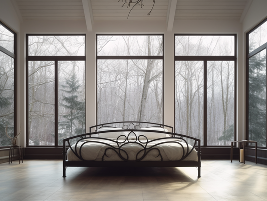 "Pężyrka" - nowoczesne łóżko kute na wymiar - oszczędny design