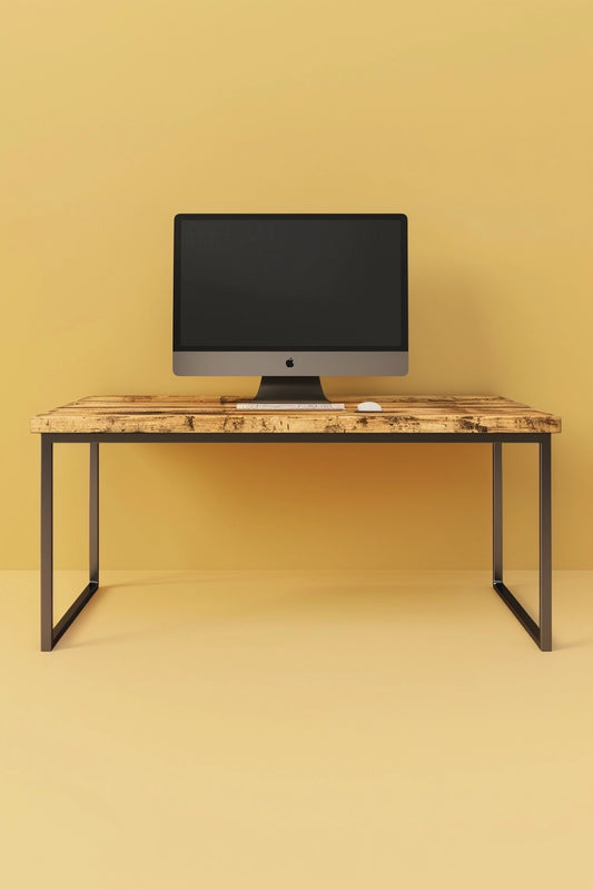 Minimalist designer table steel wood