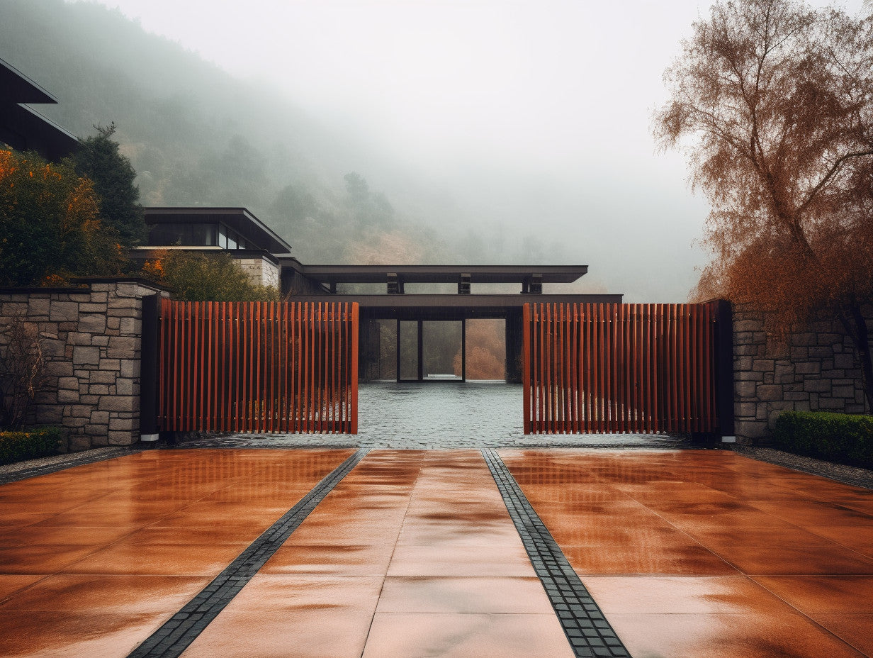 Brama wjazdowa ze stali COR-TEN® - bauhaus minimalistyczna