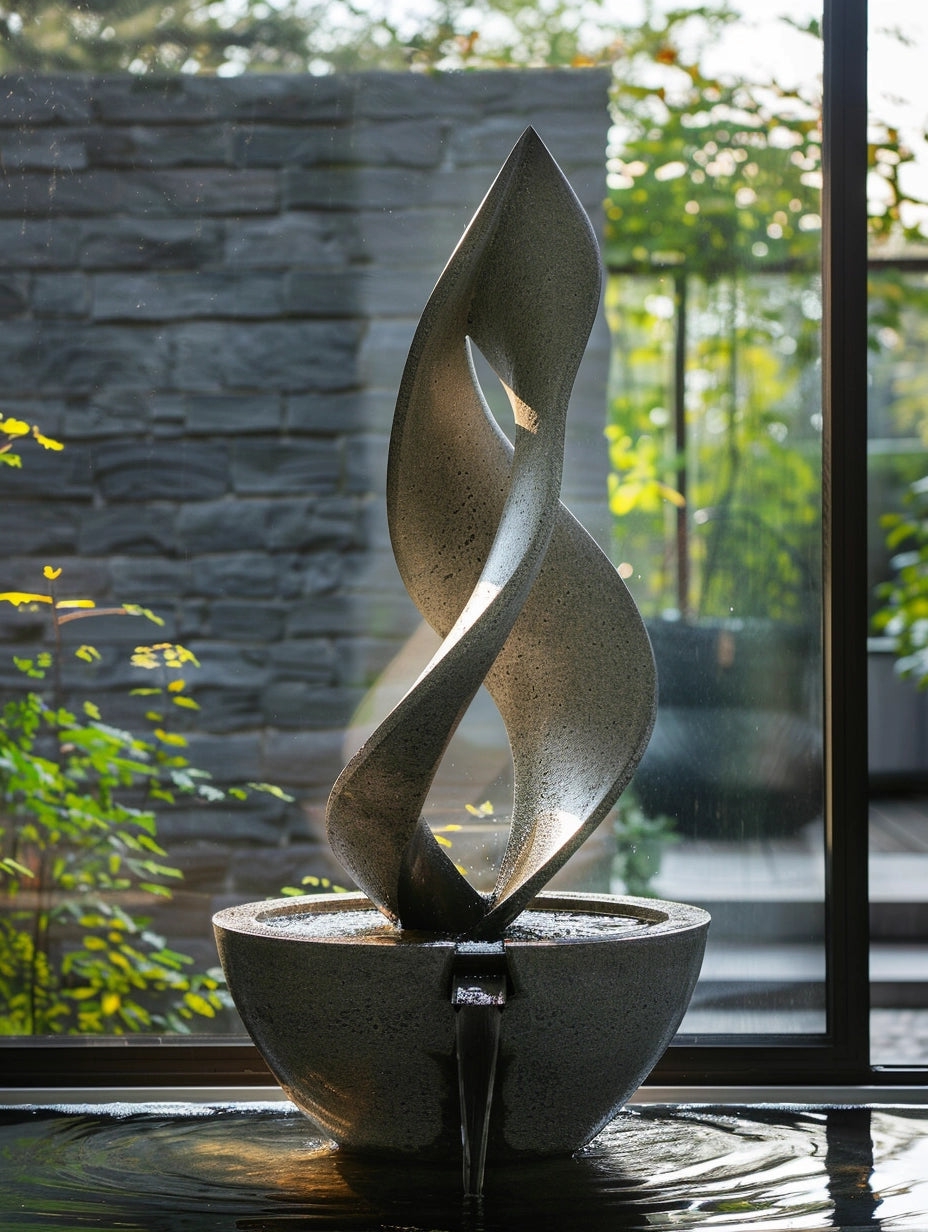 Nowoczesna fontanna z betonu architektornicznego