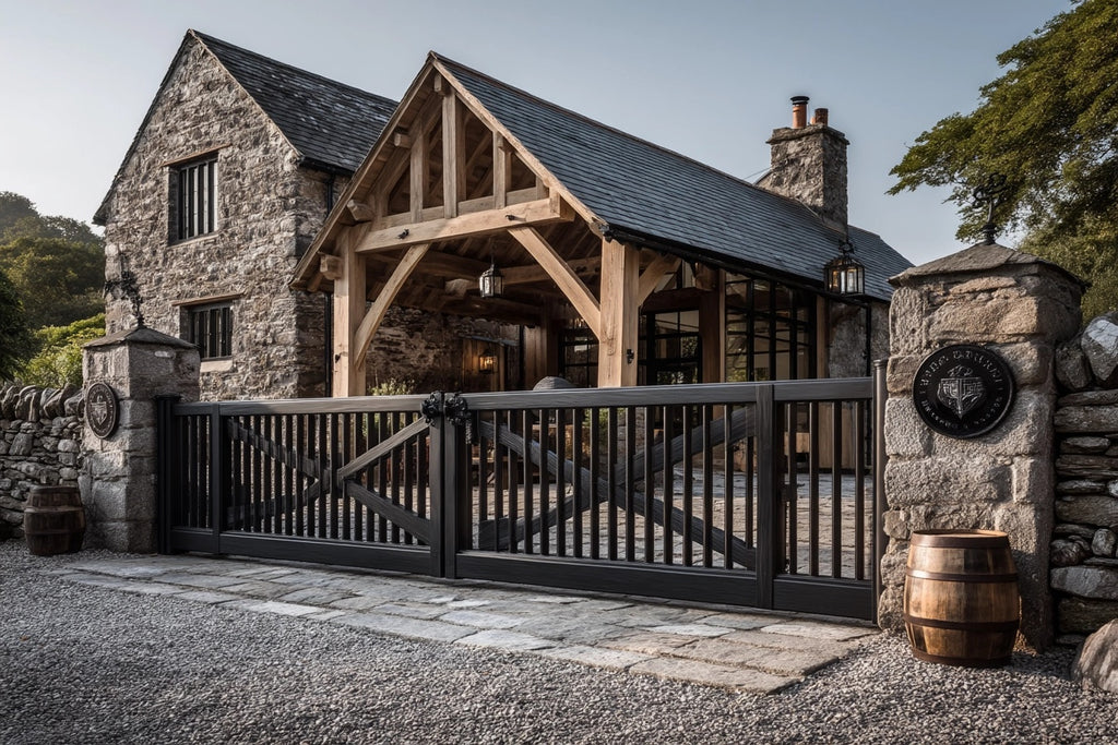 Nowoczesna Brama kuta wjazdowa w Stylu Rustykalnym do Posiadłości - Rezydencja