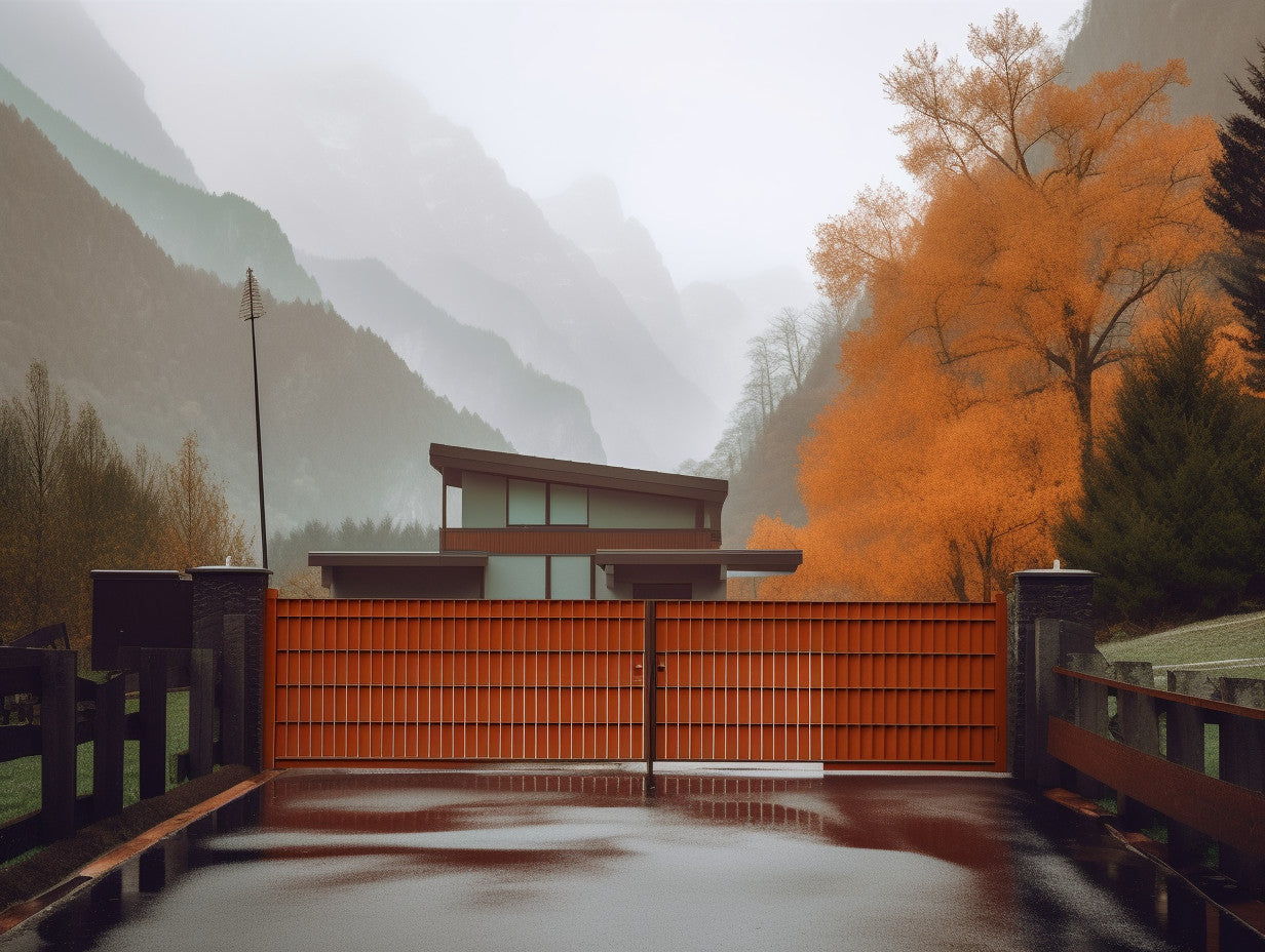 Brama wjazdowa ze stali COR-TEN® - bauhaus minimalizm