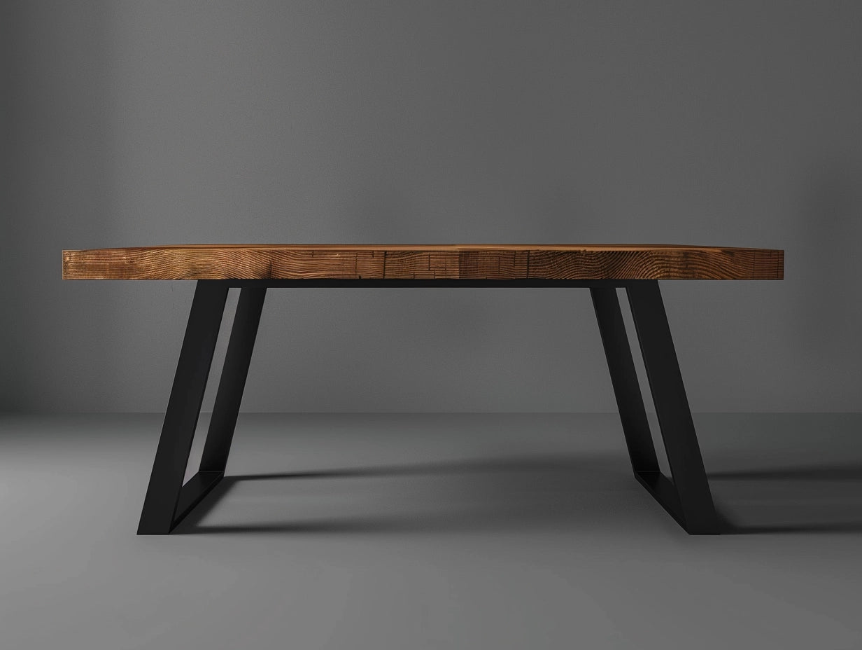 Stół metalowy z drewnianym blatem - ręcznie kuty