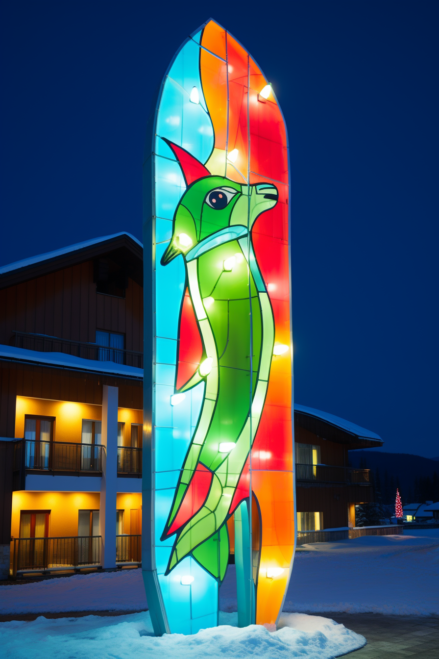 Totem reklamowy, pod smokiem, z podświetleniem LED