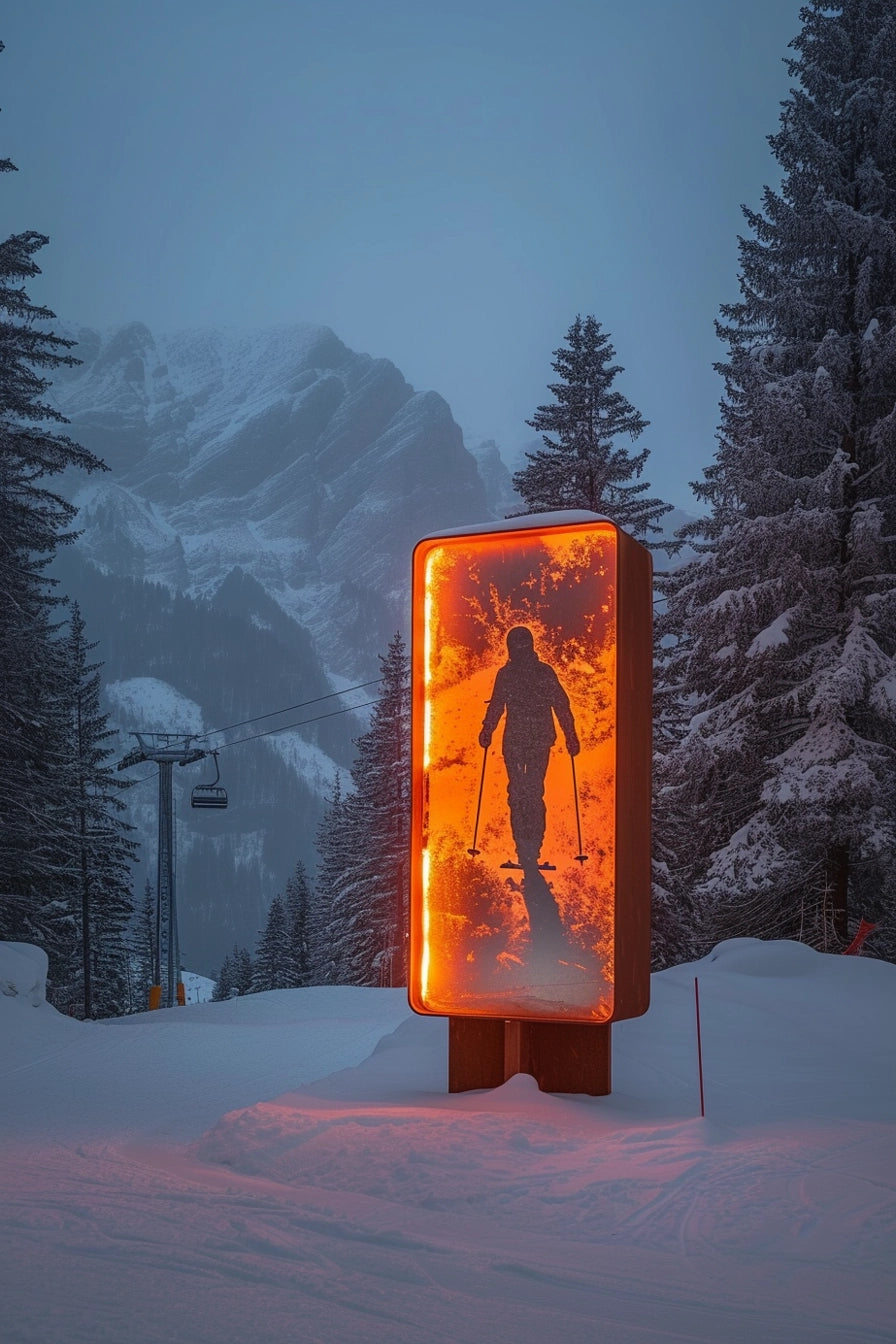 Totem reklamowy ze stali cor-ten z podświetleniem LED