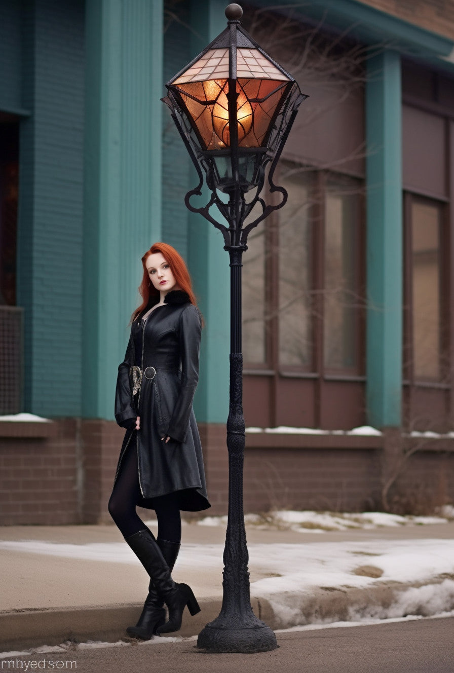 „Dobrogniew“ – Straßenlaterne aus Stahl mit Buntglas. Gotisches Design.